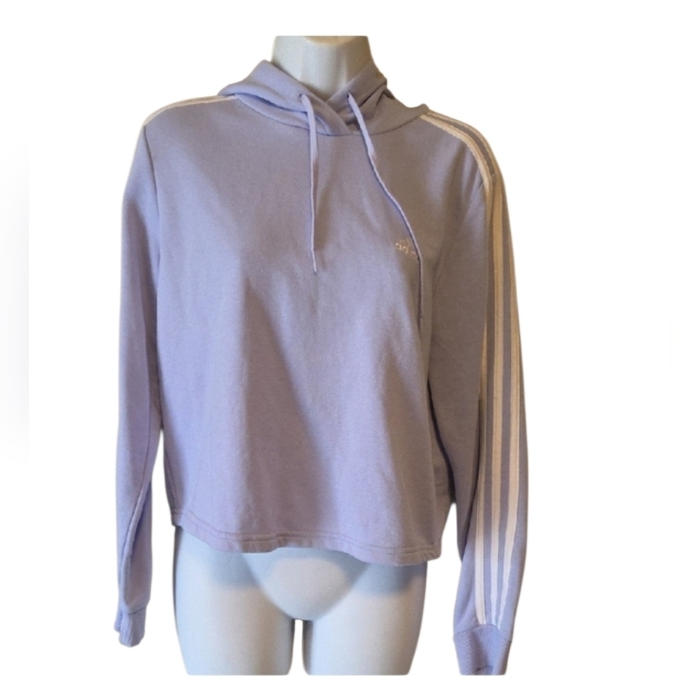 Adidas Women's Lavender Hoodie with White Stripes - Picture 5 of 5